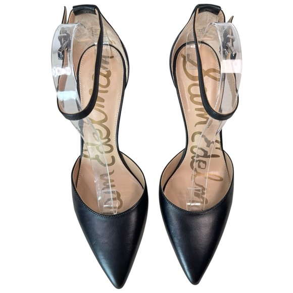 Sam Edelman Harlow Black Leather Ankle Strap Stiletto Heels Dressy Quiet Luxury - Picture 5 of 14